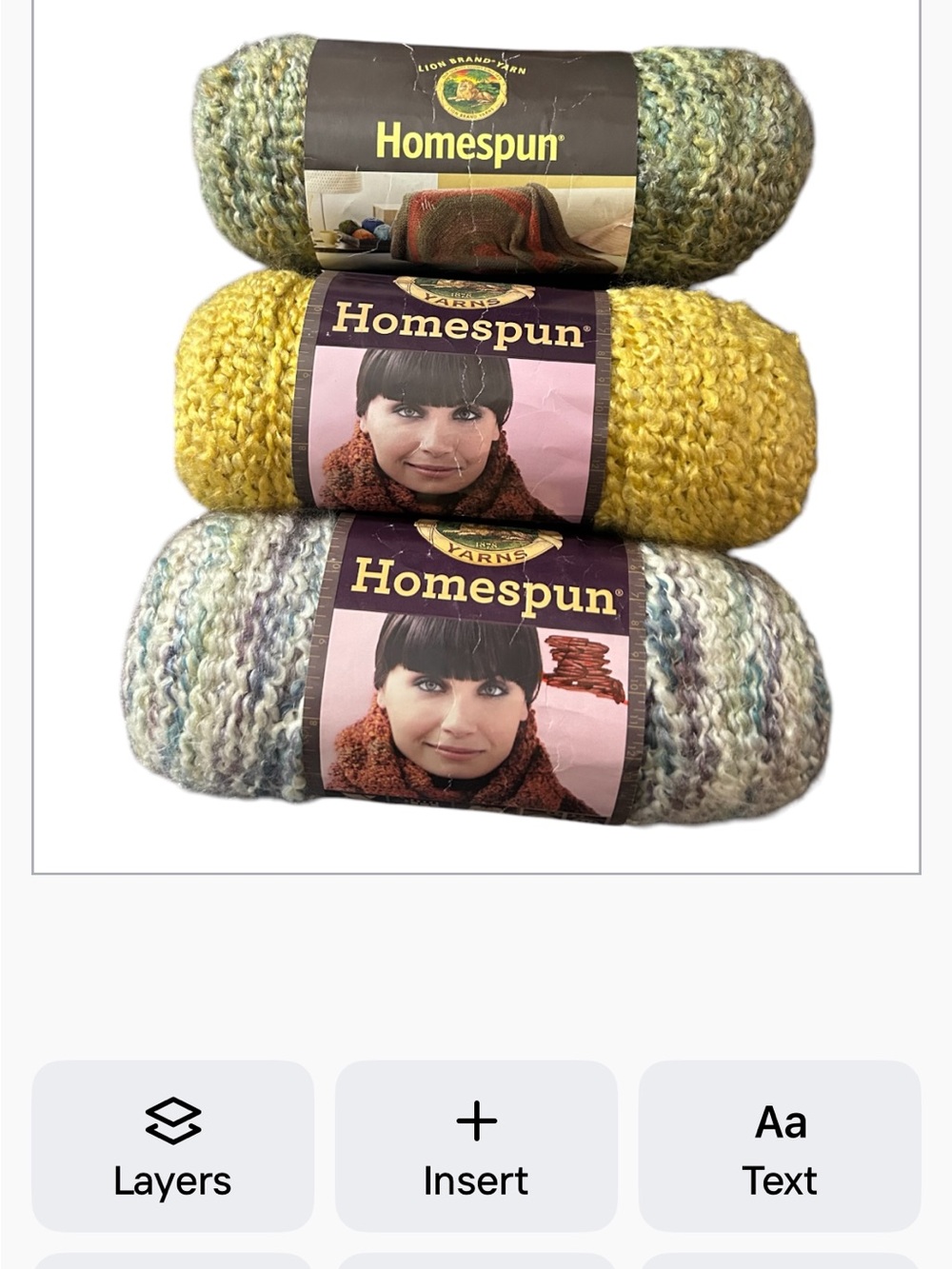 Lion Brand Homespun Yarn Lot of 3 Bulky #5 Skeins Green Yellow Blue Variegated